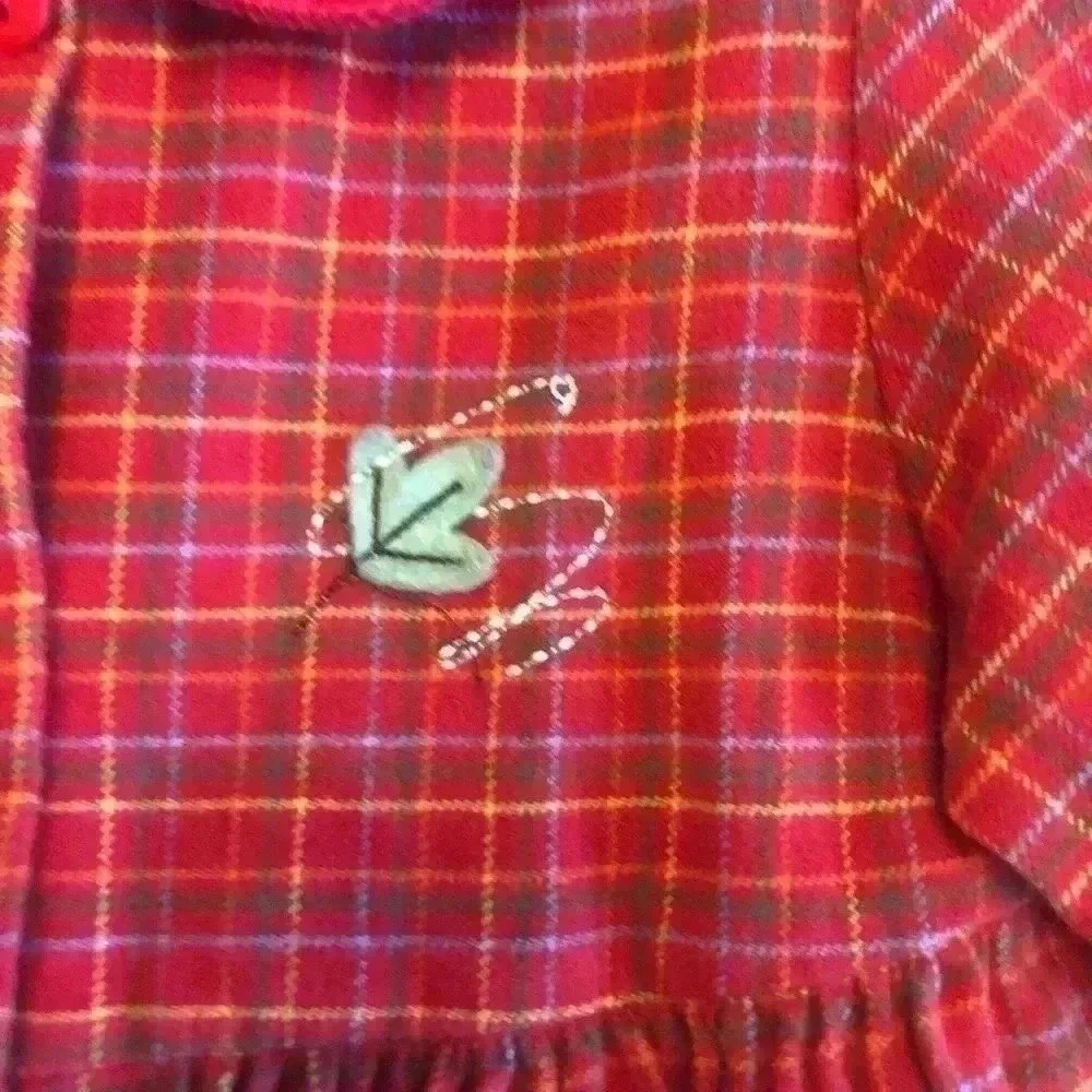 Le Top | Red Plaid Flannel Button Down Dress, Felt & Embroidery Squirrel & Tree